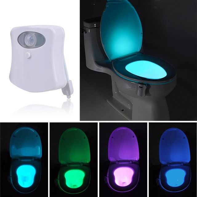 VINTAR 2 Pack 16 Color Toliet Night Light Motion Sensor LED Multi-Color Toilet Light Toilet Motion Activated, 5-Stage Dimmer, Light Detection, Cool